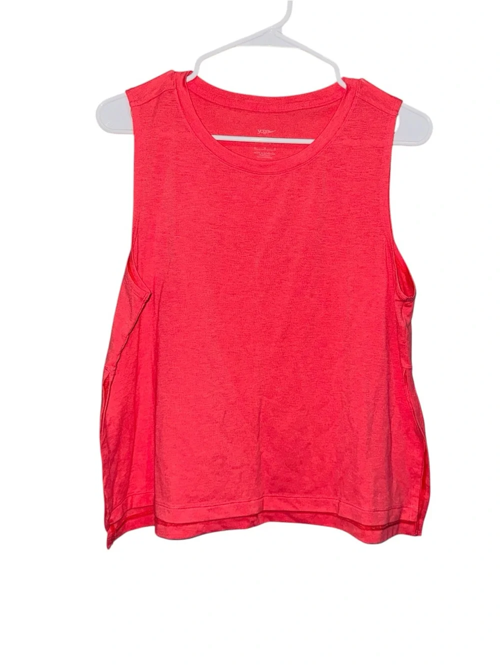 Nike Yoga Women’s Coral Sleeveless Side Slit Speckled Logo Active Tank Top